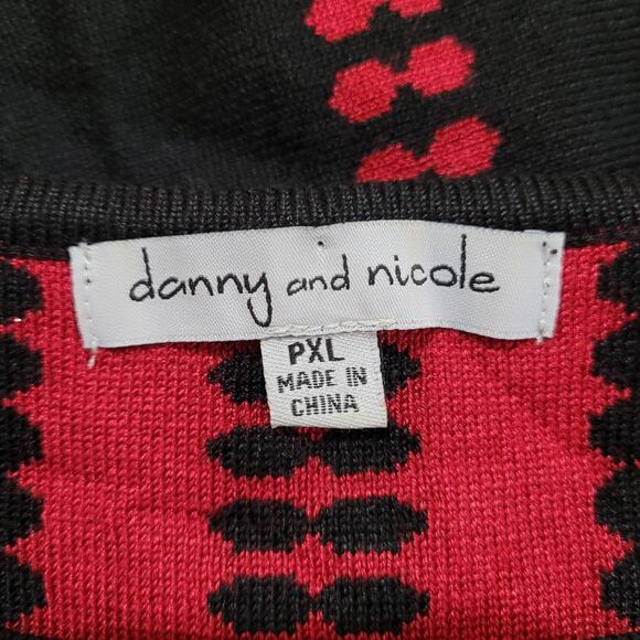 Danny & Nicole Womens Red Black Round Neck Fit & Flare Sweater Dress Size PXL - Picture 5 of 6